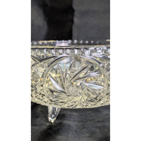 Vintage American Cut Crystal Footed Round Bowl 8”D Hobstar Pinwheel - Picture 5 of 10